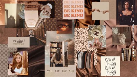 Brown Aesthetic Collage Desktop Wallpaper