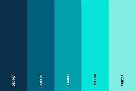 Color Palette Swatches Of Abstract Blurred Shapes Of Turquoise And Dark Blue Sea Trendy ...