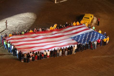 Huge American Flag at Stadium Editorial Stock Photo - Image of night, preshow: 7812588