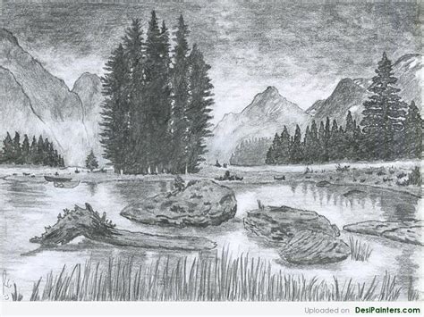 Pencil Sketch Of A Scenery | DesiPainters.com