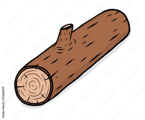 wooden log / cartoon vector and illustration, hand drawn style, isolated on white background ...