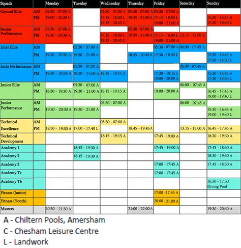 Amersham Swimming Club - Timetable