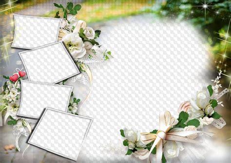 Wedding frame download - Wedding photo frame collage for 5 photos (psd png)