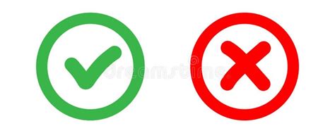 Green Tick and Red Cross Sign. Checkmark Icons Set. Wrong Symbol. Correct Tick Stock Vector ...