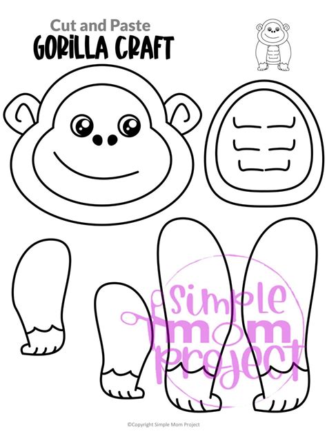 Printable Gorilla Craft Template | Gorilla craft, Goodnight gorilla craft, Letter a crafts