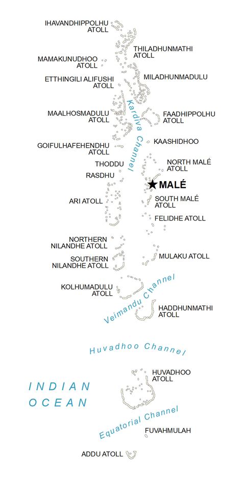 Maldives Map - Atolls and Channels - GIS Geography