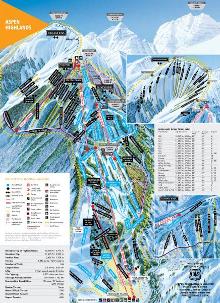 Aspen Highlands Trail Map • Piste Map • Panoramic Mountain Map