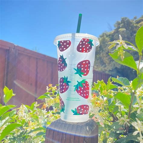 Strawberry Starbucks Cup Custom Strawberry Cup Strawberry - Etsy