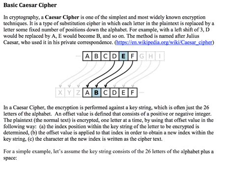 Solved Basic Caesar Cipher In cryptography, a Caesar Cipher | Chegg.com