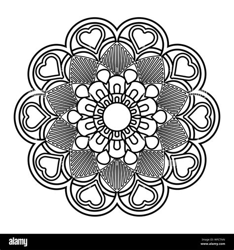 Flower mandala vector illustration. Adult coloring page. Circular abstract floral oriental ...