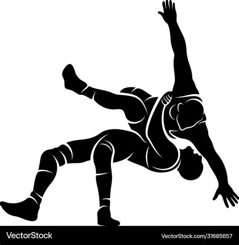 Wrestling logo template symbol silhouette design Vector Image