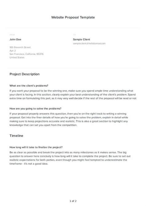 Free Website Proposal Template | Word Doc | Website Proposal Sample - Bonsai