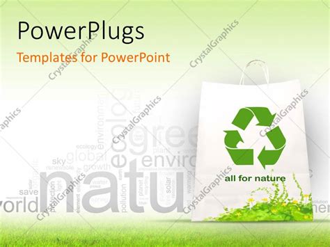 PowerPoint Template: a recycle sign with greenish background and a lot ...