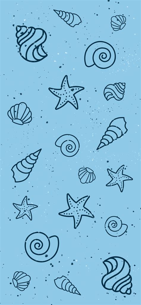 Shells Blue Aesthetic Wallpaper - Summer Light Blue Wallpaper for iPhone