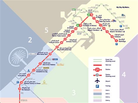 Dubai Metro Map, Red & Green Lines with different Zones, Dubai Metro Feeder Buses, Google ...