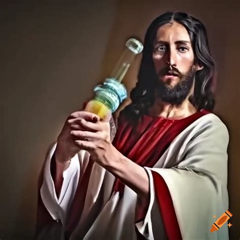 Humorous artwork of jesus smoking a bong on Craiyon