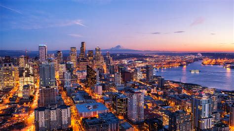 1366x768 Seattle Skyline At Night View 4k Laptop HD ,HD 4k Wallpapers,Images,Backgrounds,Photos ...