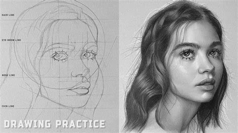 Drawing Practice - Portrait Drawing with Graphite Pencils using Loomis ...