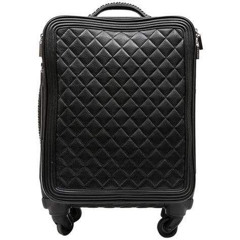 Chanel Rolling Suitcase In Black Quilted Grained Leather And Metal Chains at 1stDibs | chanel ...