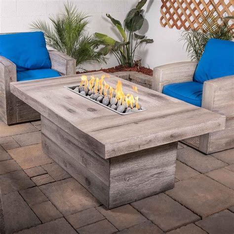 Top Fires Grove 60" Rectangular Concrete Fire Pit Table, 3 Colors - Modern Blaze