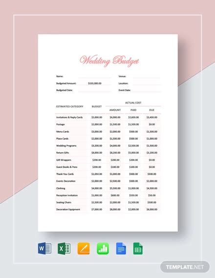 Wedding Budget Examples - 13+ Templates, Format, PDF