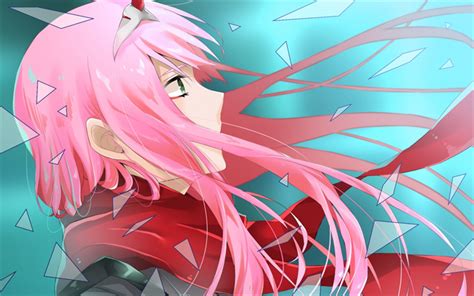 Download wallpapers Zero Two, close-up, pink hair, manga, DARLING in the FRANXX for desktop free ...