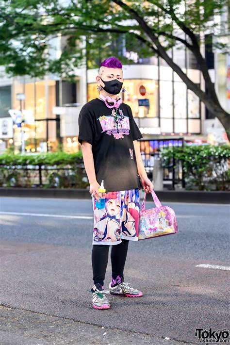 Japanese Anime, Akihabara & Otaku Fashion in Harajuku w/ Las42018 Tee, Handmade Anime Pants ...