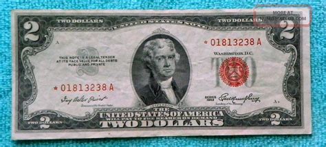 1953 $2 Star Red Seal Note Two Dollar Bill - Rs20