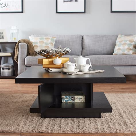 Furniture of America Carenza Modern Square Coffee Table, Black ...