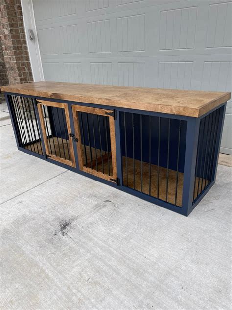 Double Dog Kennel, Double Dog Crate Furniture, Wooden Dog Crate, Dog House Indoor, Indoor Dog ...