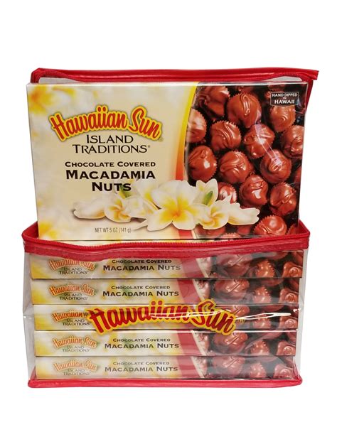 Hawaiian Sun Island Traditions Chocolate Covered Macadamia Nuts 6 Pack /5 oz Gift Set