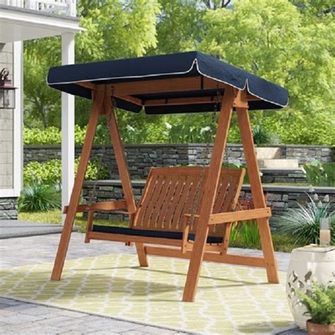 A simple 2 person porch swing with canopy and seat base cushion - Hanging Chairs