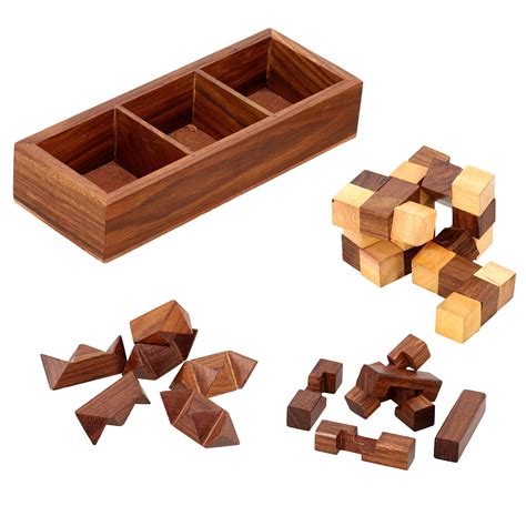 Artncraft 3-in-One Wooden Puzzle Games Set - 3D Puzzles for Teens and Adults - | eBay