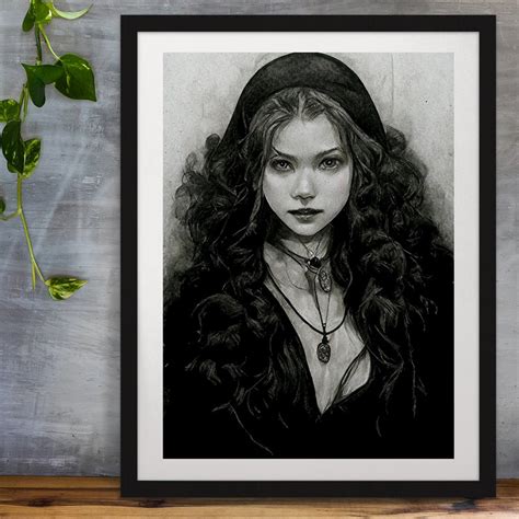 Witch Art Print Black and White Drawing Witchcraft Decor - Etsy