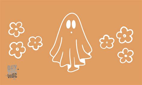 Ghost Halloween Desktop Wallpaper Background Digital Download Minimalist Design Fall Autumn ...