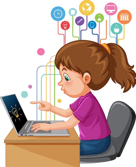 Child Using Computer Vector Art, Icons, and Graphics for Free Download