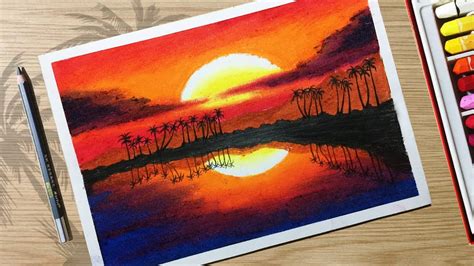 bbbbbbbbbbbbbbbbb: [View 44+] Sunset Scenery Watercolor Sunset Scenery Oil Pastel Painting