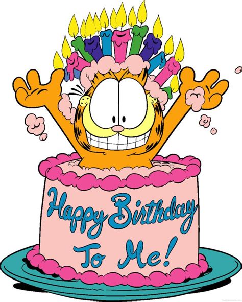 Garfield With Birthday Cake - Desi Comments