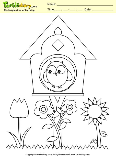 Bird House Coloring Sheet | Turtle Diary