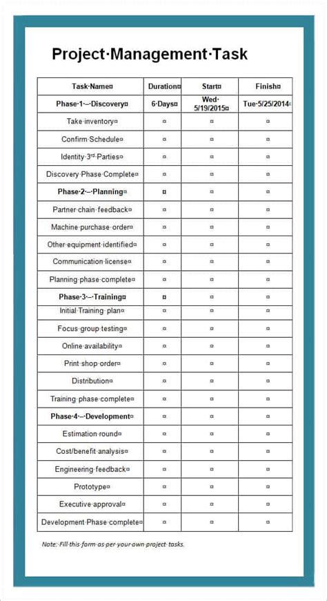 43 Free Task List Templates in Word Excel PDF