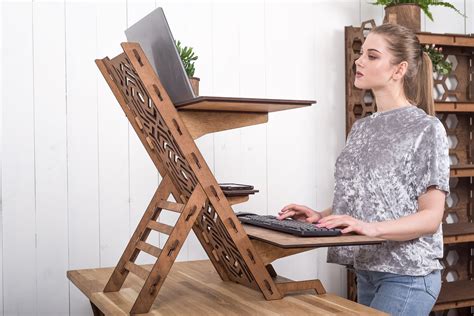 Ergonomic Standing Desk Wooden Laptop Stand Adjustable | Etsy