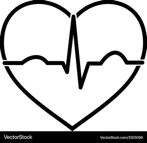 Minimal black and white heart ecg icon Royalty Free Vector