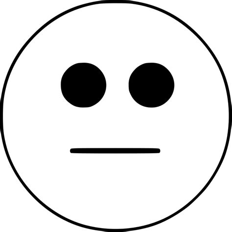 Neutral smiley emoji face black and white - Openclipart