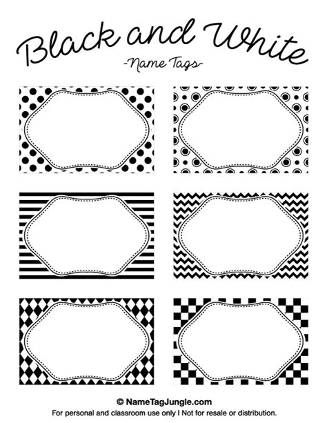 Printable Black and White Name Tags | Free Template