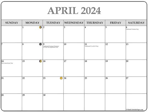 April 2024 Calendar With Moon Phases Download In Word,, 45% OFF