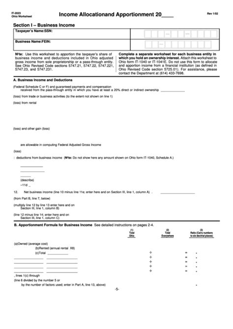 Form It-2023 - Income Allocation And Apportionment printable pdf download