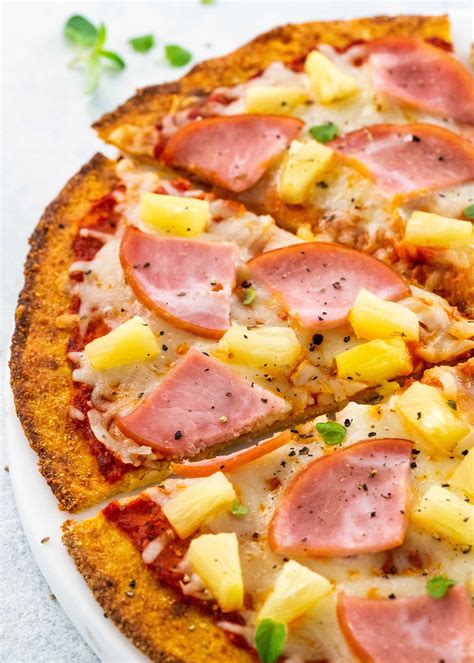 Hawaiian Pizza with Cauliflower Crust Recipe | SimplyRecipes.com