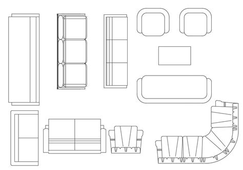 Free Sofa Set Furniture CAD Blocks Top View Drawing Download - Cadbull