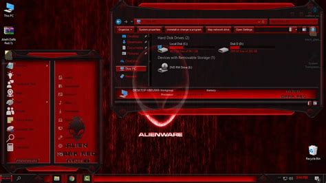 How to Install the Alienare Dark Red theme for Windows 10 - YouTube