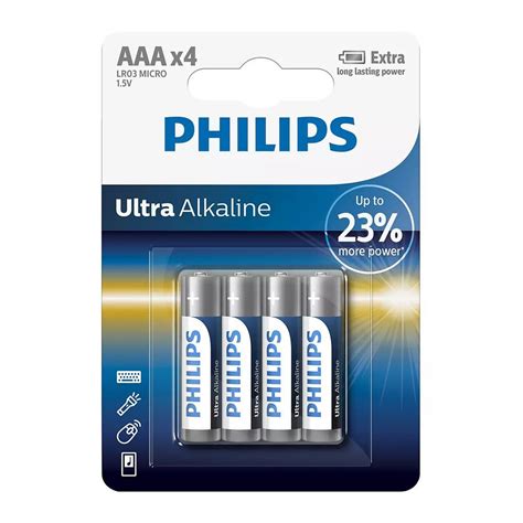 Buy Philips Ultra Alkaline AAA Battery, 4-Pack, LR03 MICRO Online at ...